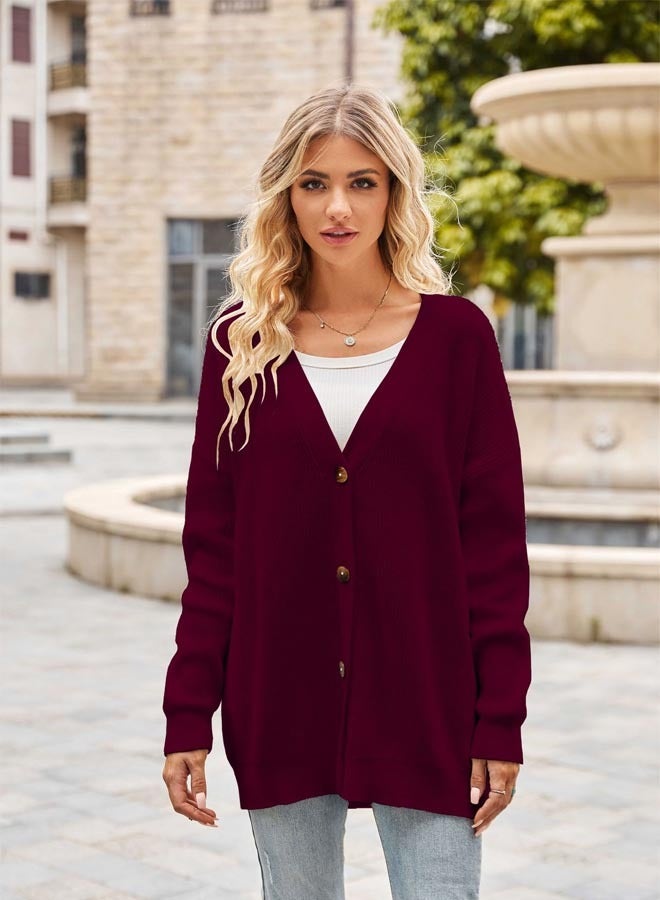 Autumn Women's Solid Color Button Long Sleeve Cardigan  - Image 3