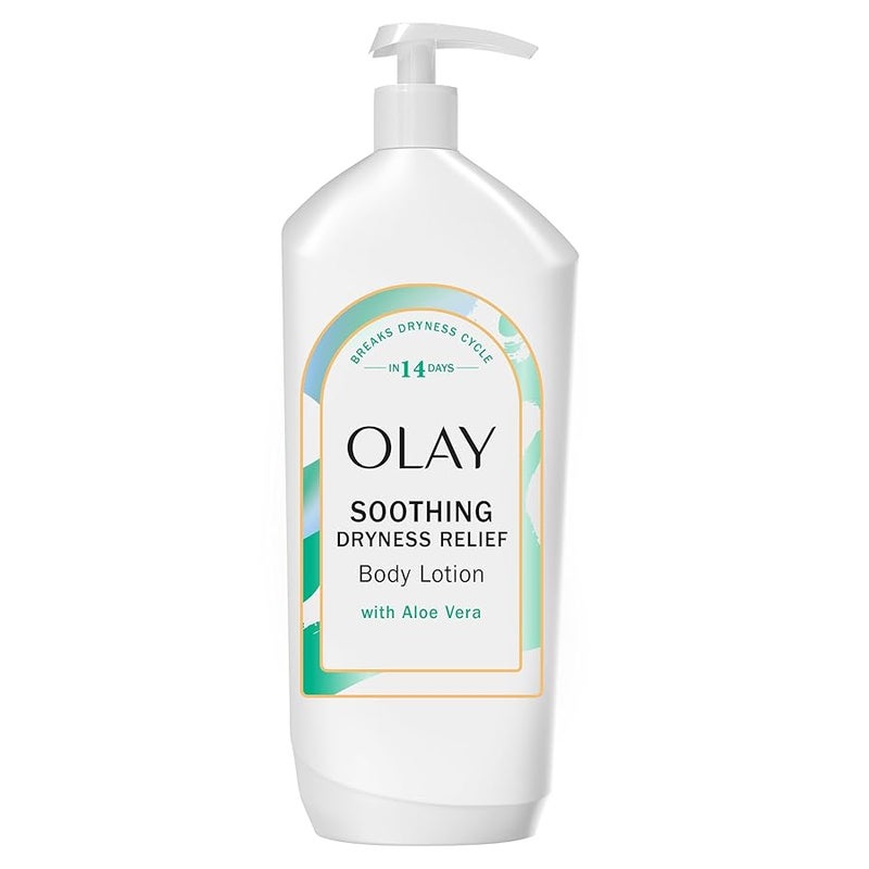 Olay Body Lotion for Women Soothing Dryness Relief 24hr Moisturizing Deep Hydration Absorbs Instantly Penetrating Vitamin B3 Complex For All Skin Types Aloe Vera Scent 18 fl oz