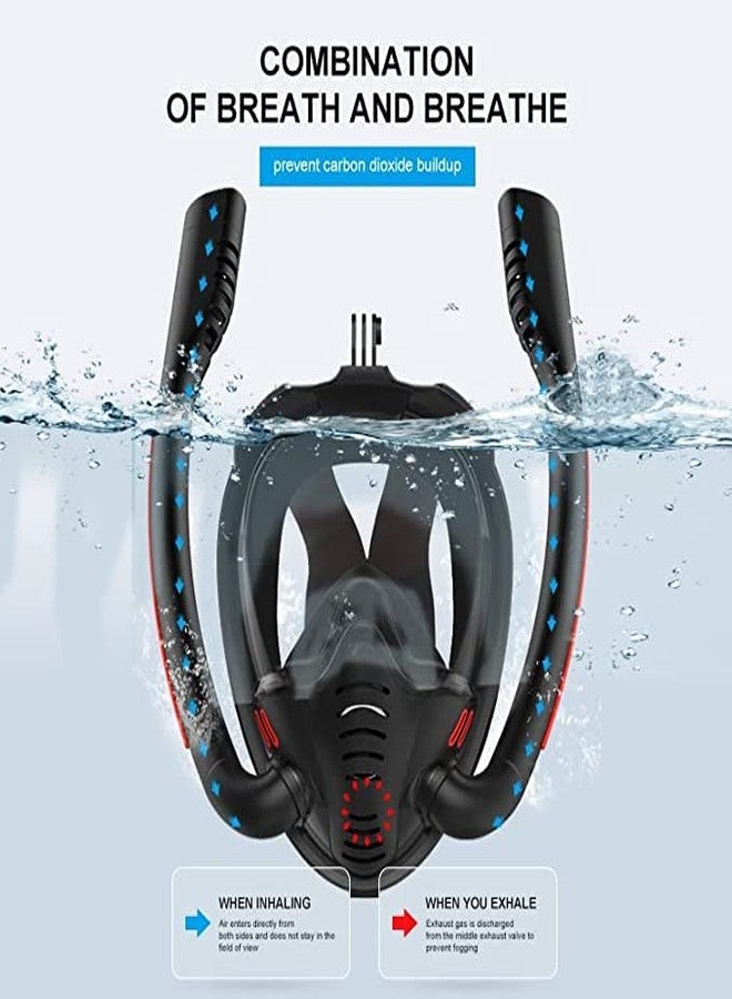 Olpad Full Face Snorkel Mask, Designed to Perfection Snorkeling Gear for Adults Youth Kids,Dry Top Breathing System Double-Tube Set Diving Packages (Black) - Image 3