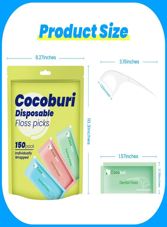 COCOBURI Individually Wrapped Dental Floss Picks-Disposable Floss Picks for Adules-Floss Single Bag-Unflavored Floss Picks-BPA Free-Bulk Floss Sticks-150 Counts - Image 2