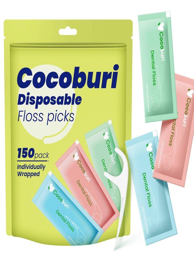 COCOBURI Individually Wrapped Dental Floss Picks-Disposable Floss Picks for Adules-Floss Single Bag-Unflavored Floss Picks-BPA Free-Bulk Floss Sticks-150 Counts - Image 1