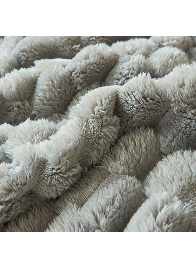 Soft Fleece Throw Blanket Faux Fur Throw Blanket Super Soft Throw Blanket Premium Silky Flannel Fleece for All Seasons Cozy Decorative Blanket for Couch Bed Sofa 200 * 230cm (Grey) - Image 2