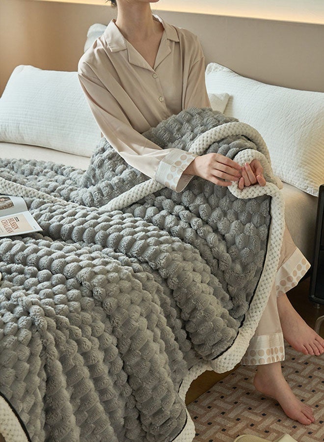 Soft Fleece Throw Blanket Faux Fur Throw Blanket Super Soft Throw Blanket Premium Silky Flannel Fleece for All Seasons Cozy Decorative Blanket for Couch Bed Sofa 200 * 230cm (Grey) - Image 3