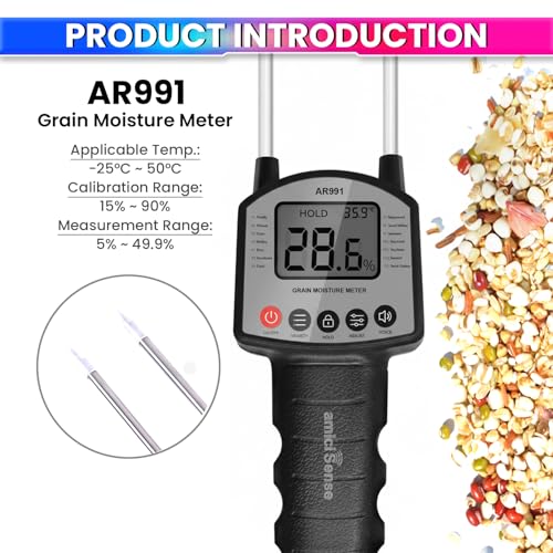amiciSense Grain Moisture Meter Handheld Humidity Tester for Wheat, Rice, Corn, etc with 4 AA Battery - Image 2