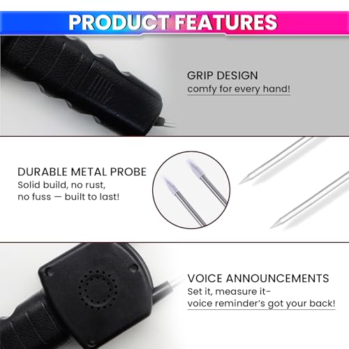 amiciSense Grain Moisture Meter Handheld Humidity Tester for Wheat, Rice, Corn, etc with 4 AA Battery - Image 3