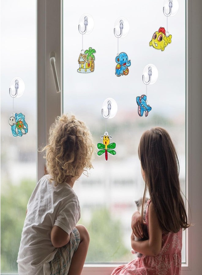 Sratte 48 Pcs Sun Catcher Kits for Art Window DIY Suncatchers Craft for Kids Animals Summer Window Art Paint with 24 Suction Cups for Kids Ornament Birthday Party Activities Home Decor Supplies - Image 4