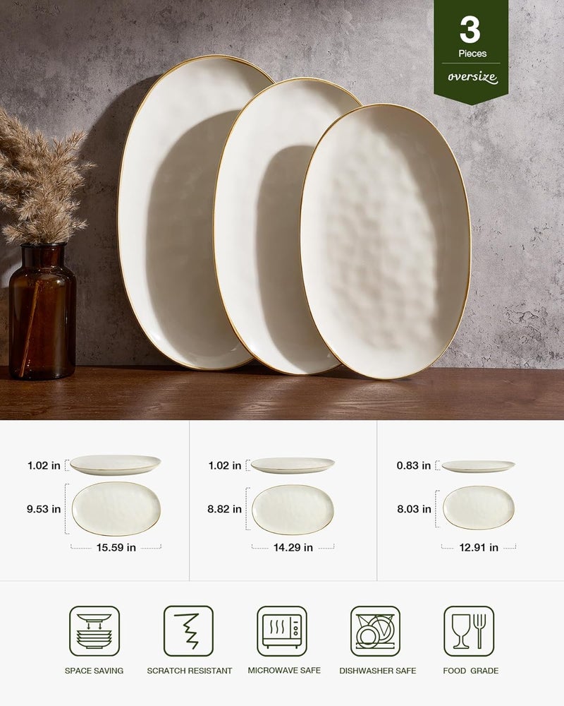 famiware Round Large Serving Platter Set of 3, White - Image 2