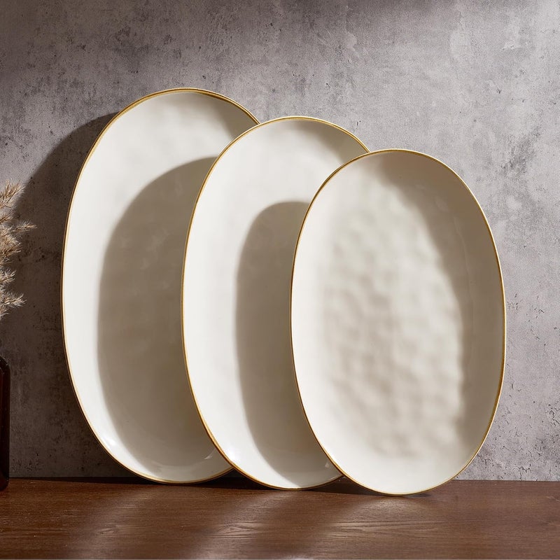 famiware Round Large Serving Platter Set of 3, White - Image 1