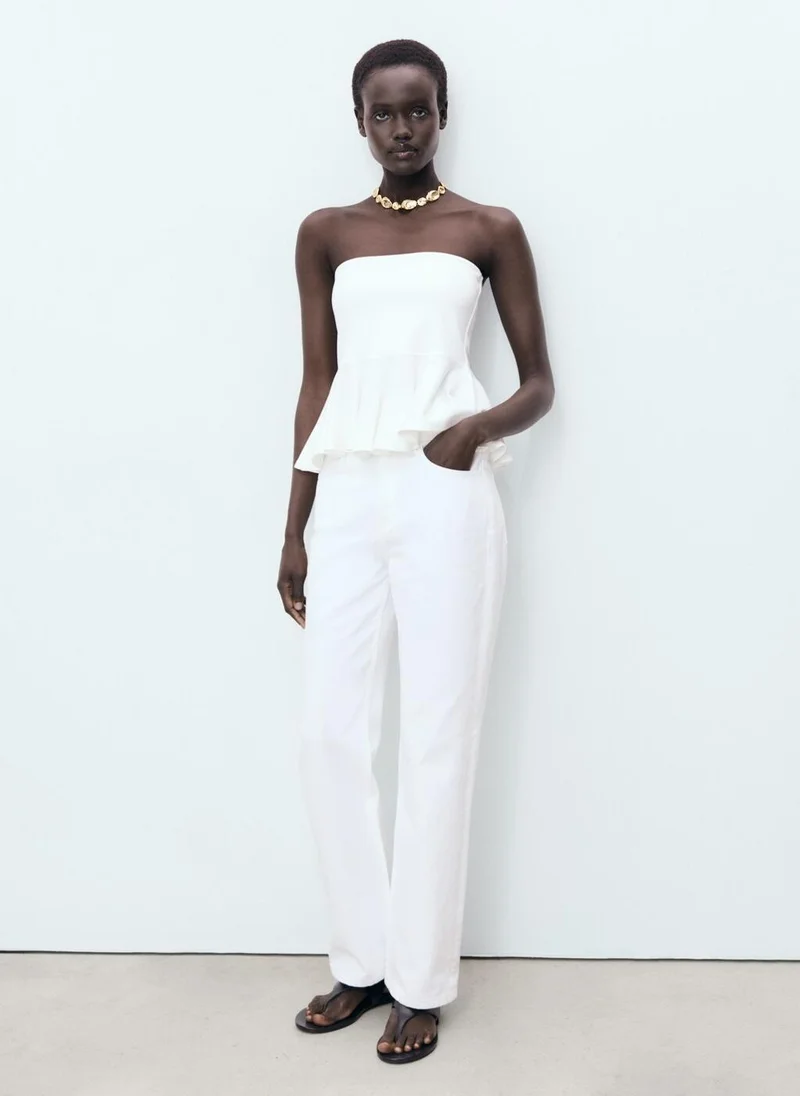 MANGO Strapless Peplum Top
