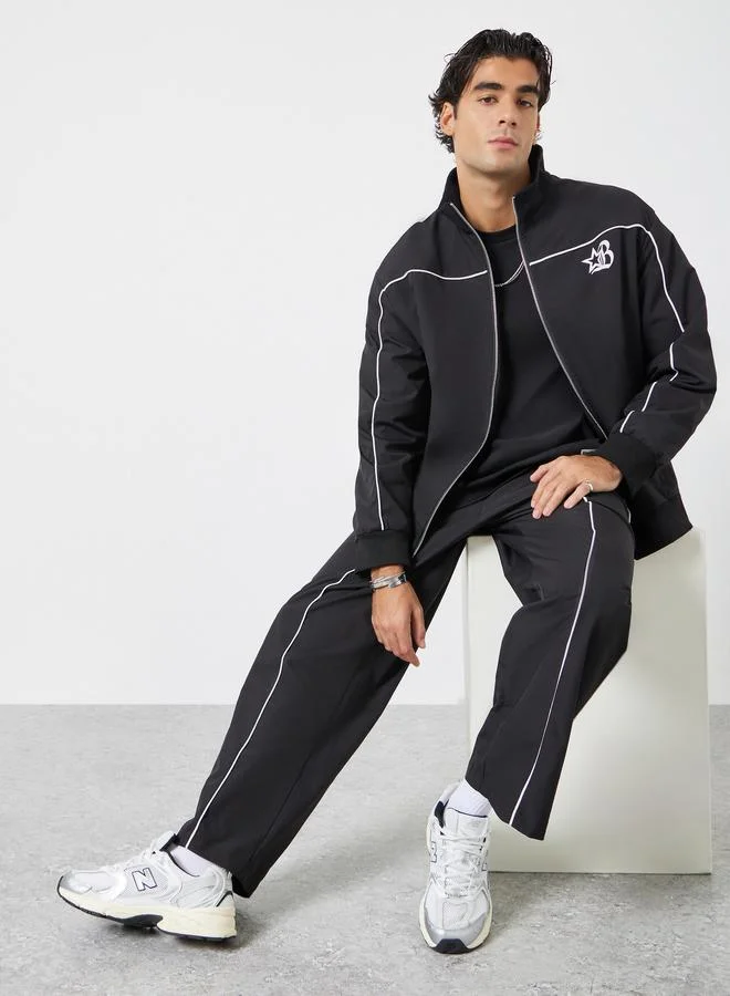 Take Two Men Zip-Up Piping Jacket and Pants Co-Ords