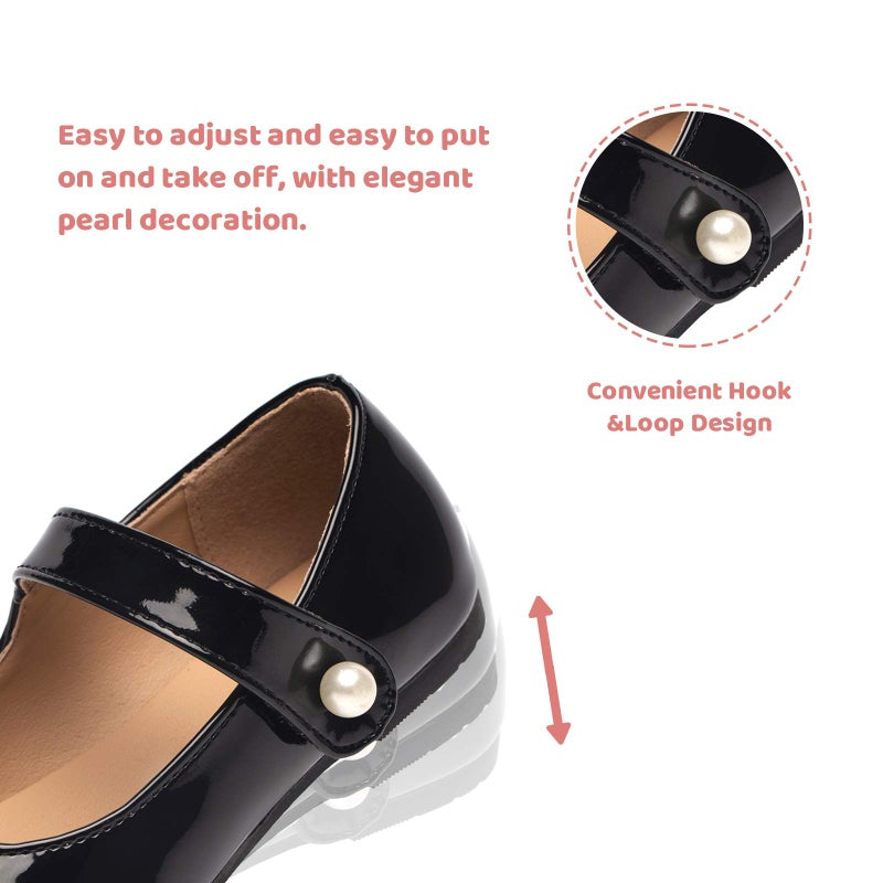 FUNKYMONKEY Toddler/Little Girl Mary Jane Dress Shoes Casual Slip on Ballet Flat (9 Toddler, Black) - Image 4