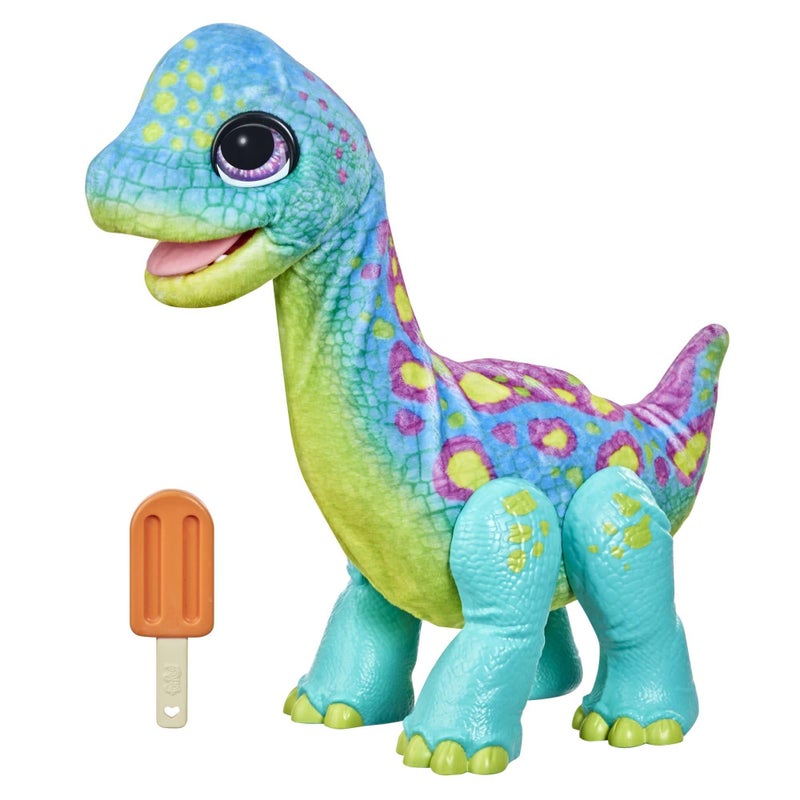 FurReal Snackin' Sam The Bronto, Interactive Pets, 40+ Sounds and Reactions, Electronic Pets, Plush Dinosaur Toys for 4 Year Old Girls and Boys - Image 1