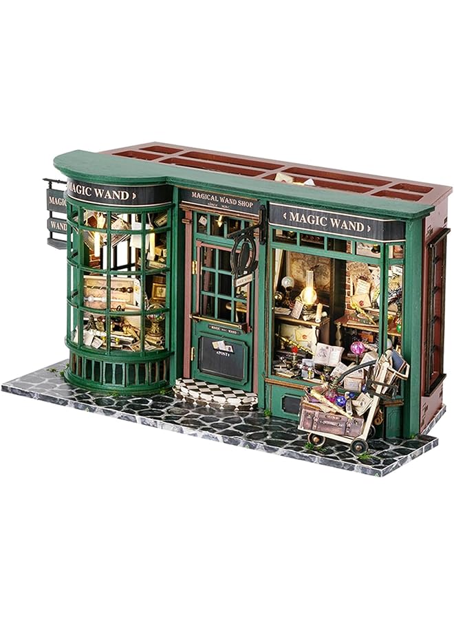 The Bros Dorany Book Nook Kit - DIY Dollhouse Booknook, Book Nook Miniature Kit for Bookshelf Insert Decor Crafts for Adults Teen Halloween, 3D Wooden Puzzle Bookends with Sensor Led Light (Magic House) - Image 1