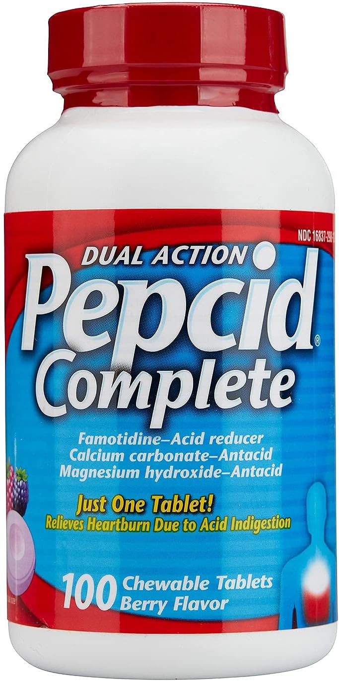 Pepcid Complete Dual Action Chewable Tablets Berry Flavor 100 Count 3 Pack