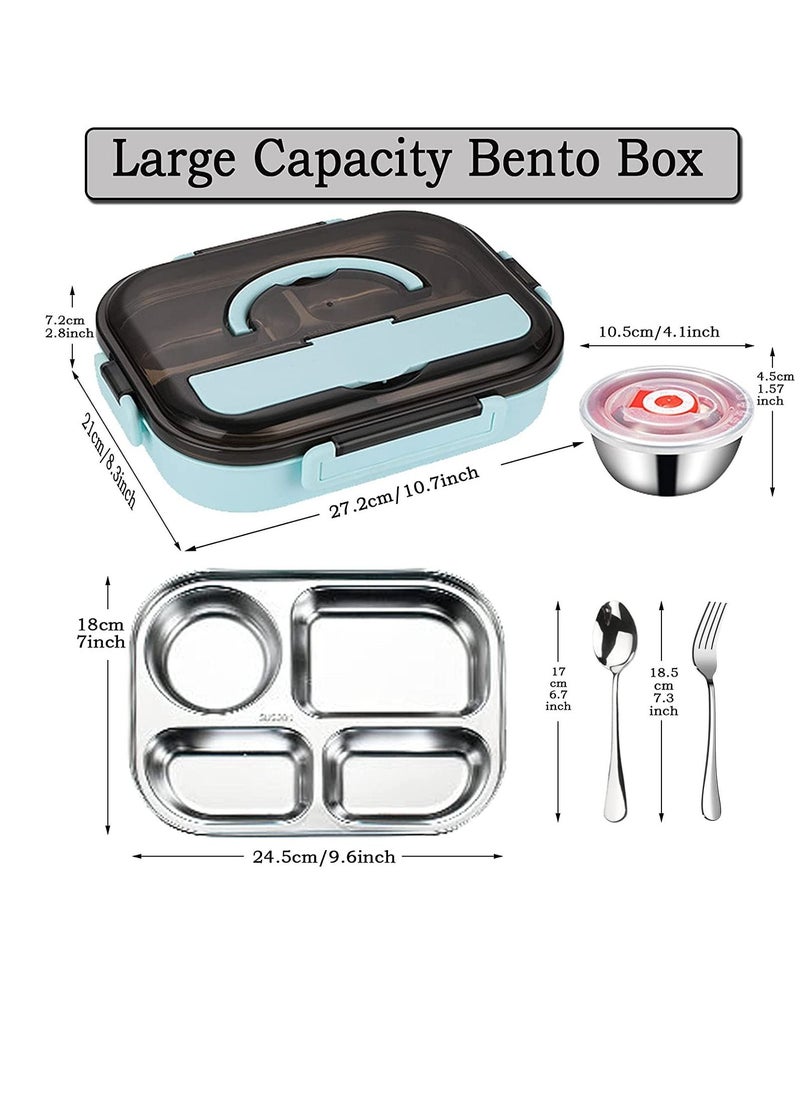 erorex - Lunch Box with Soup Bowl Bento box 304 Stainless Steel with Spoon Thermal Insulation Bento lunch box 4 Compartments Lunch Container for Adults Food Safe Materials and Leak proof Big - Image 1
