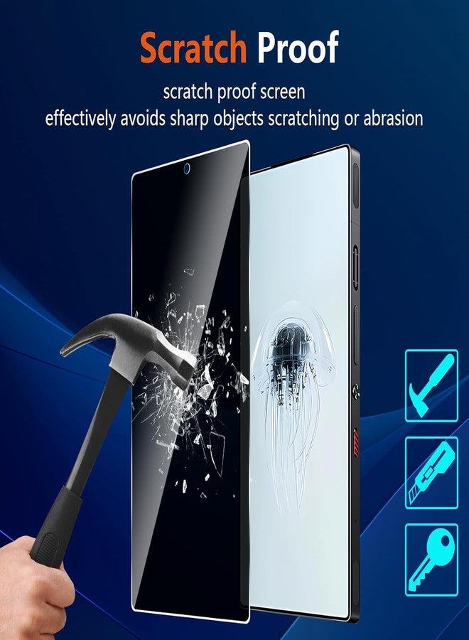 Guizzcg 2 Pack Screen Protector for ZTE Nubia Red Magic 11 Pro /11 Pro+/10 Pro/10 Air/10 Pro+/10S Pro/10S Pro+ Privacy Screen Protector, 2 Tempered Glass Screen Protector,Anti-Scratch Easy to Install,Anti-Spy - Image 3