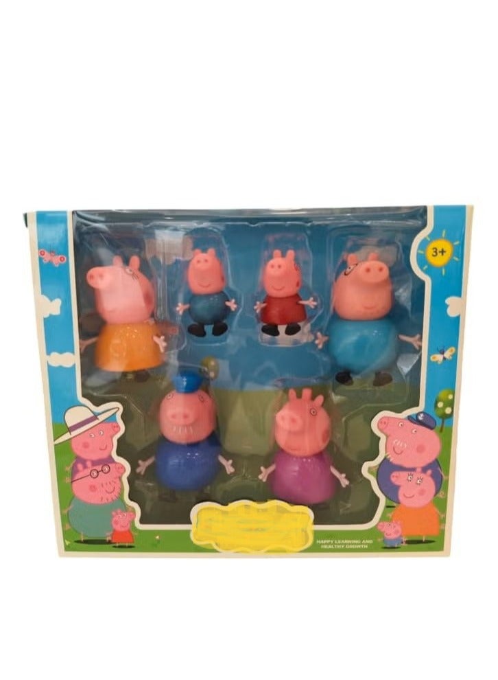 Peppa High NEW Family Set of 6 Best Gift for Kids – Soft Rubber face  Multicolor  (6 Pcs) - Image 1