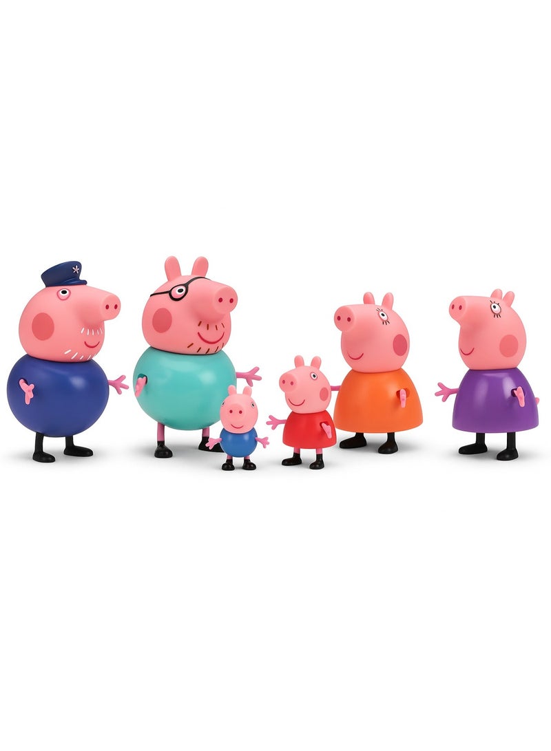 REZZOSS Peppa Pig Family Toy Set of 6 for Kids - Toy Set for Children Piggy Family, Daddy Pig, Mummy Pig, Grandpa & Granny and Baby Piggies | Soft Rubber Cartoon Pig Playset for Kids | Pig Toys Gift for Boys & Girls (3+ Years) Children Birthday Gift Set - Image 3