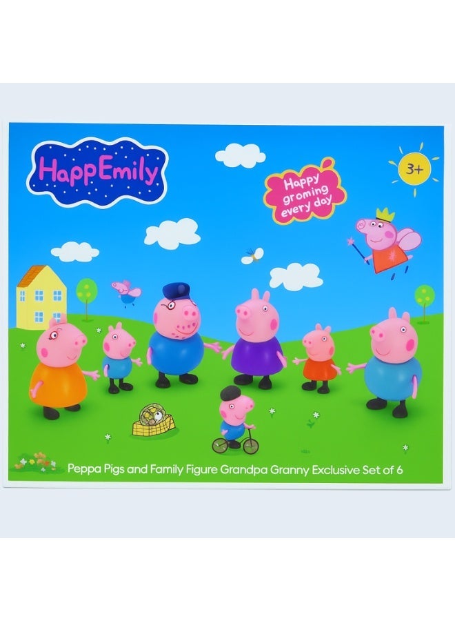 REZZOSS Peppa Pig Family Toy Set of 6 for Kids - Toy Set for Children Piggy Family, Daddy Pig, Mummy Pig, Grandpa & Granny and Baby Piggies | Soft Rubber Cartoon Pig Playset for Kids | Pig Toys Gift for Boys & Girls (3+ Years) Children Birthday Gift Set - Image 5