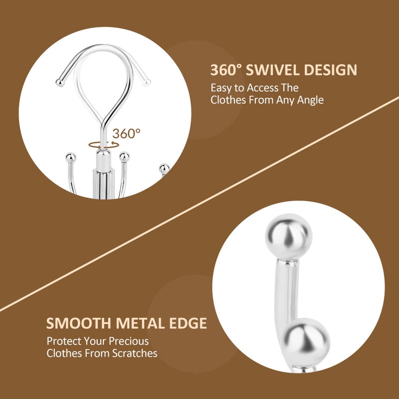 ZEDODIER Space Saving Hangers for Clothes,Rotatable Sturdy Shirt Hangers with 8 Hooks, Non Slip Multiple Shirt Organizer for T-Shirts Sweatshirts Hoodies, Silver - Image 5