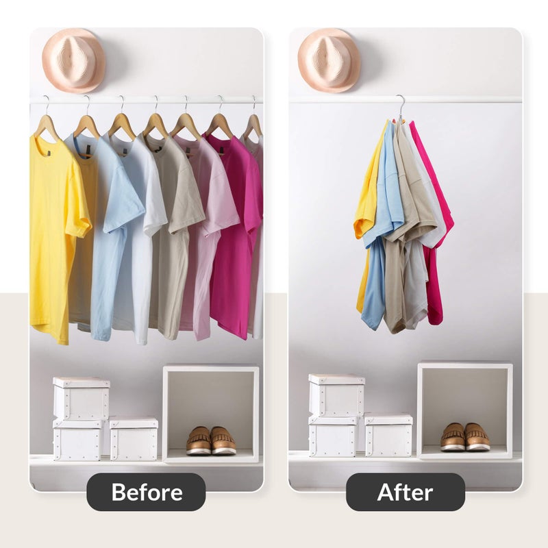 ZEDODIER Space Saving Hangers for Clothes,Rotatable Sturdy Shirt Hangers with 8 Hooks, Non Slip Multiple Shirt Organizer for T-Shirts Sweatshirts Hoodies, Silver - Image 2