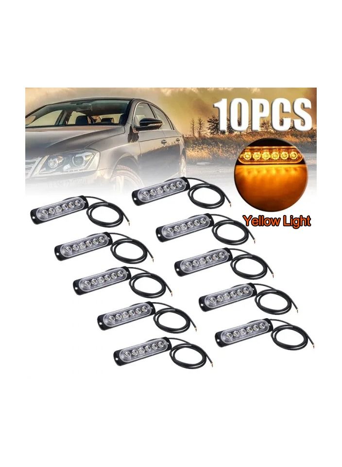 Generic 10-Pieces/Set Ultra Slim Amber 6LED Car Truck Emergency Warning Beacon,Flash Strobe Light  - Image 3