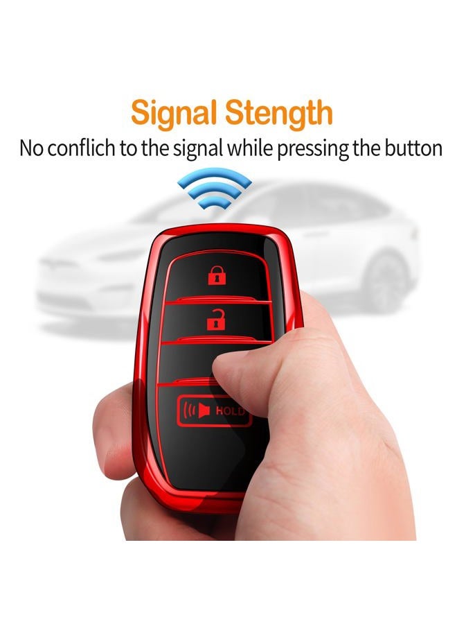 Sindeda for Toyota Key Fob Cover with Metal Keychain & Leather Strap for 2025 Camry 4 Runner 2019-2025 Venza, Land Cruiser,2023-2025 Grand Highlander,Corolla,bZ4X, One-Piece Design,4-5Buttons(Red) - Image 5