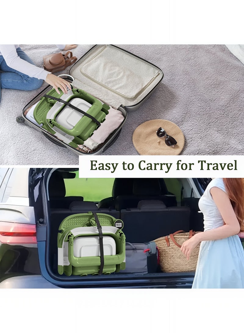 تايمي حوض استحمام للأطفال قابل للطي مزود بمقياس حرارة رقمي، حوض استحمام محمول مع أرجل دعم مانعه للأنزلاق مناسب للأطفال حديثي الولادة ​​إلى 3 سنوات - أخضر - Image 5