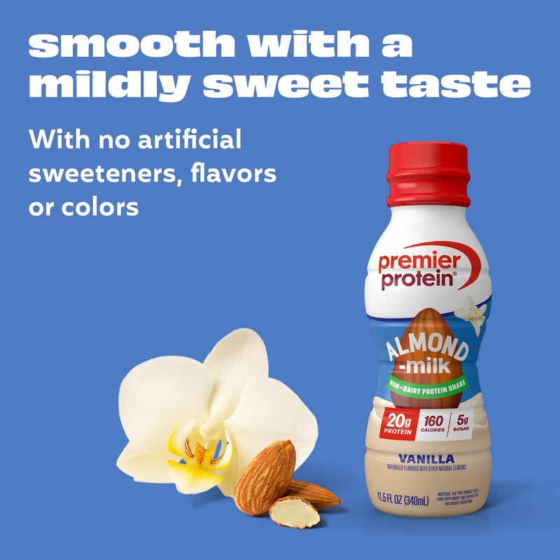 Premier Protein Almondmilk Plant Based Protein Shake, 20g Protein, 5g Sugar, 11.5 Fl oz, Vanilla, 12 Count - Image 5