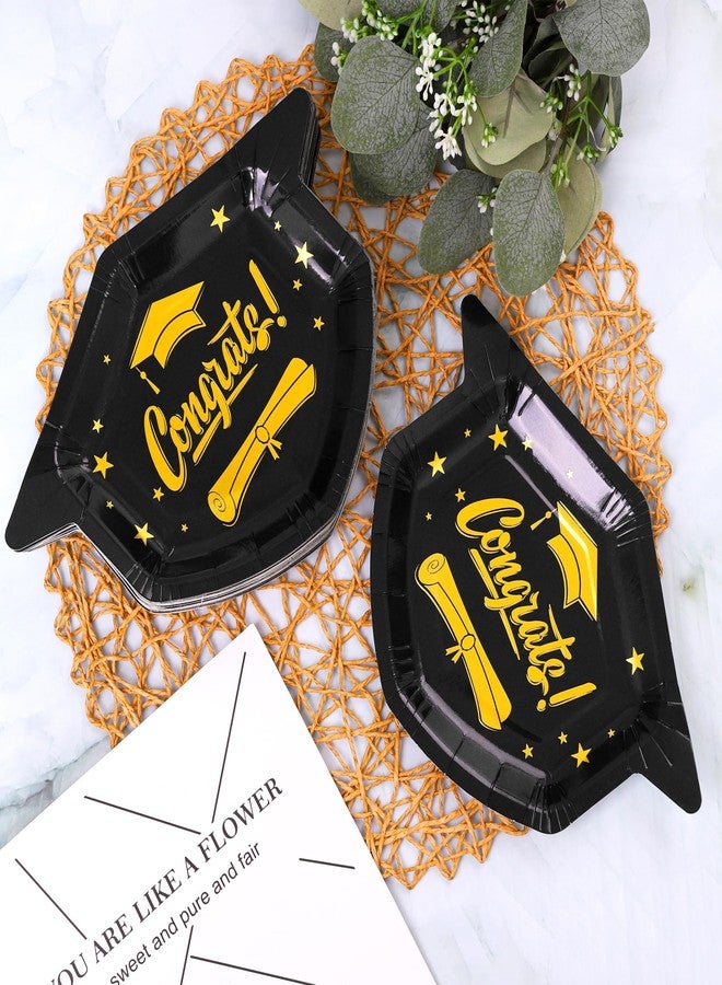 Aneco 50 Pieces 2026 Graduation Cap Paper Plates Graduation Party Plates Congrats Grad Dinner Plate Black Disposable Paper Plate for Graduate Party Supplies - Image 4
