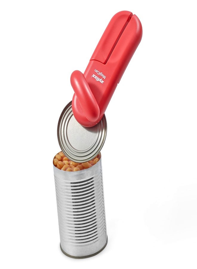 Zyliss MagiCan Manual Can Opener with Lid Release - Heavy Duty Can Opener Kitchen Gadgets - Home Manual Tin Open - Easy to Use Hand Held - Effortlessly Open Cans - Compact Design - Red - Image 2