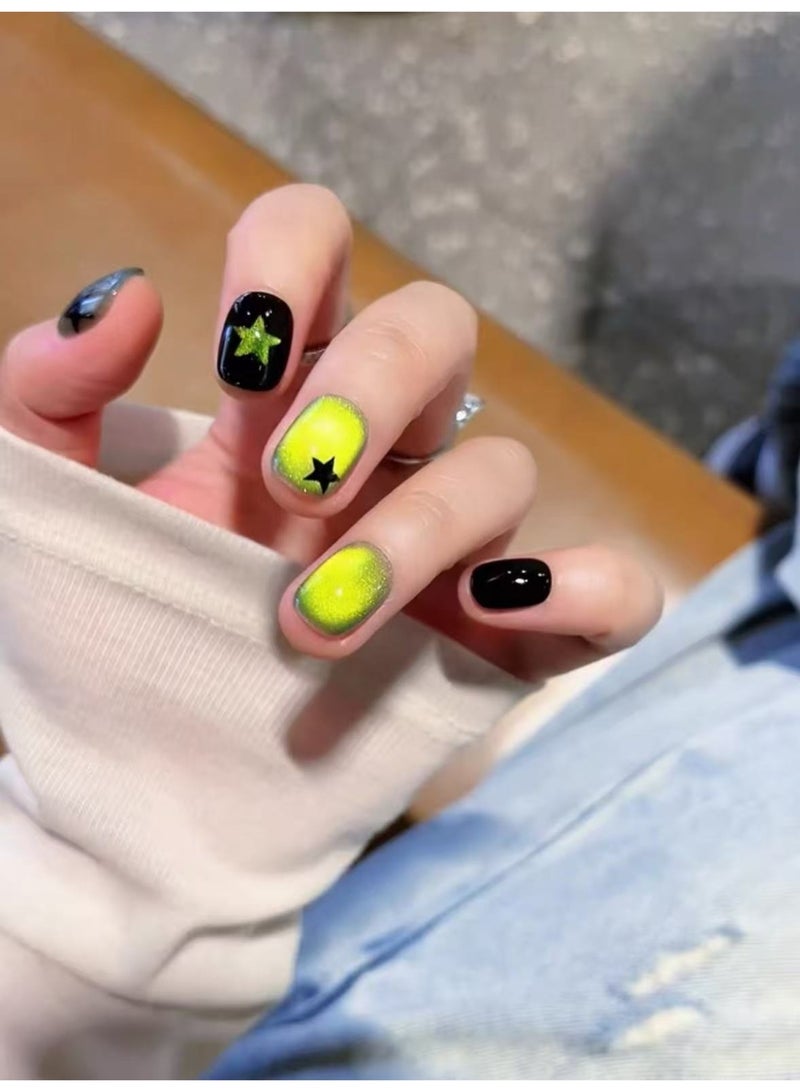Goolsky Sweet Cool Green Cat Eye Star Press-on Nails - Image 3