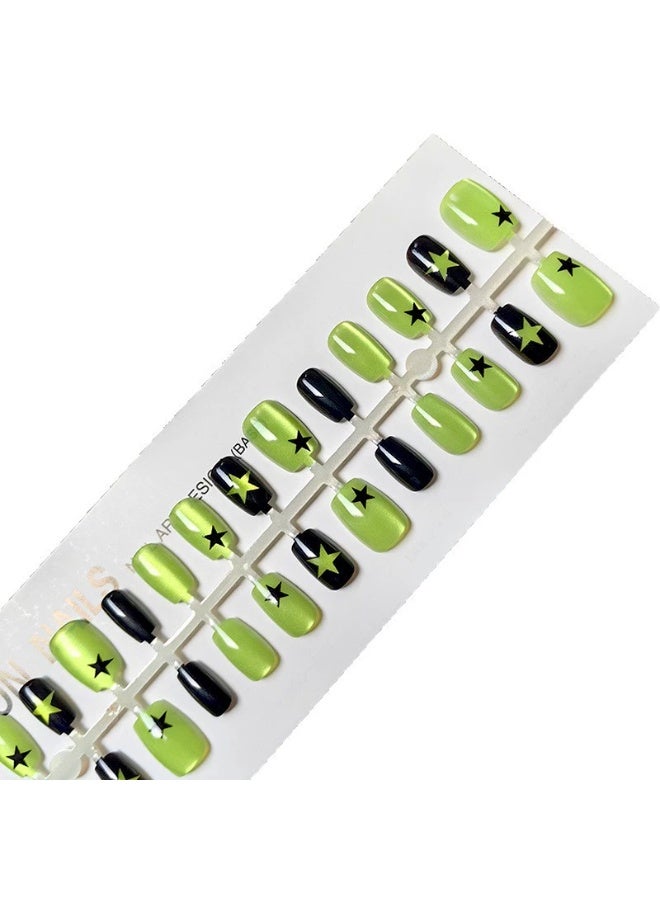Goolsky Sweet Cool Green Cat Eye Star Press-on Nails - Image 2