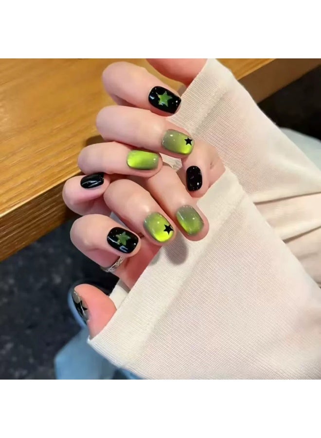 Goolsky Sweet Cool Green Cat Eye Star Press-on Nails - Image 1