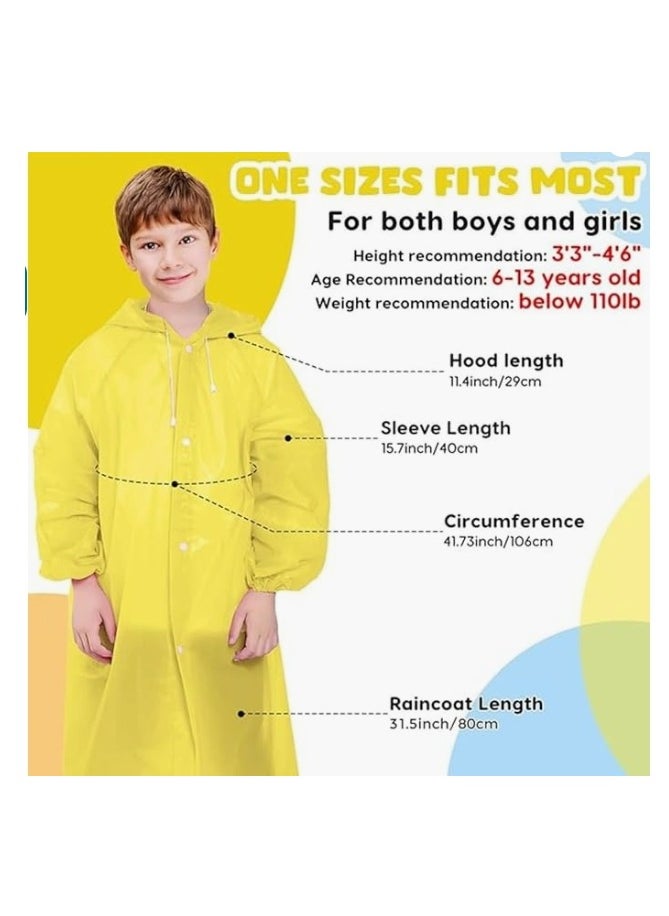 OASIS-TH Children's raincoats Reusable Kids Rain Jacket Hooded Rain Poncho Kids Raincoat Rain Suit for Boys Girls  - Image 3