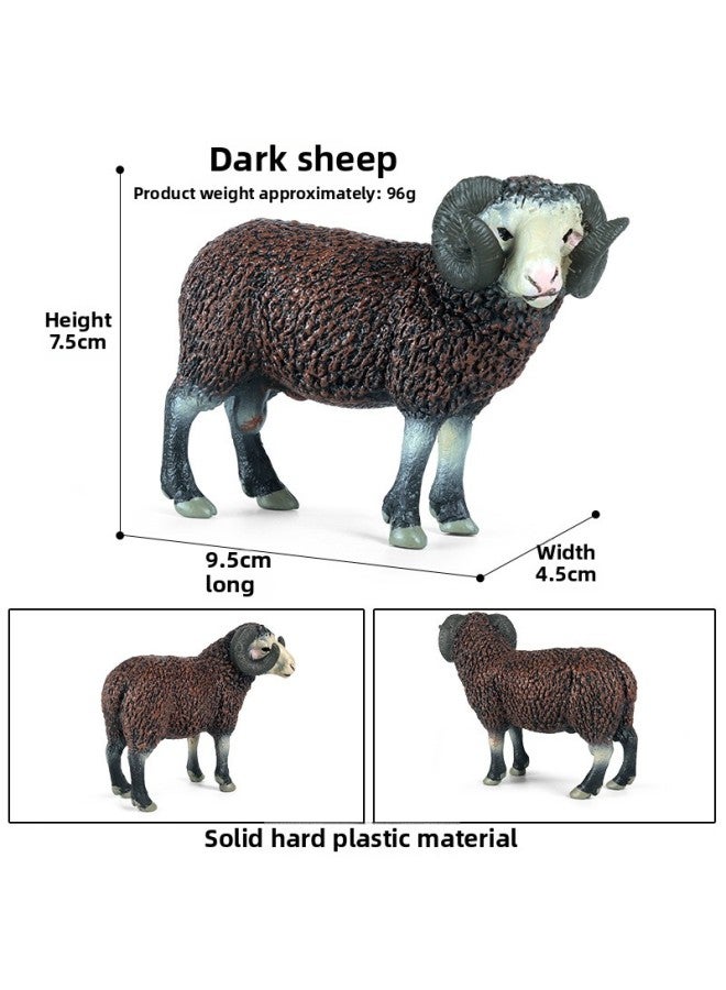 Simulation Animal Model Giraffe Elephant Rhino Brown Bear Tiger Lion Leopard Hippo Solid Cognitive Toy Ornaments-Color:zjs-091 Male Black Sheep  - Image 1