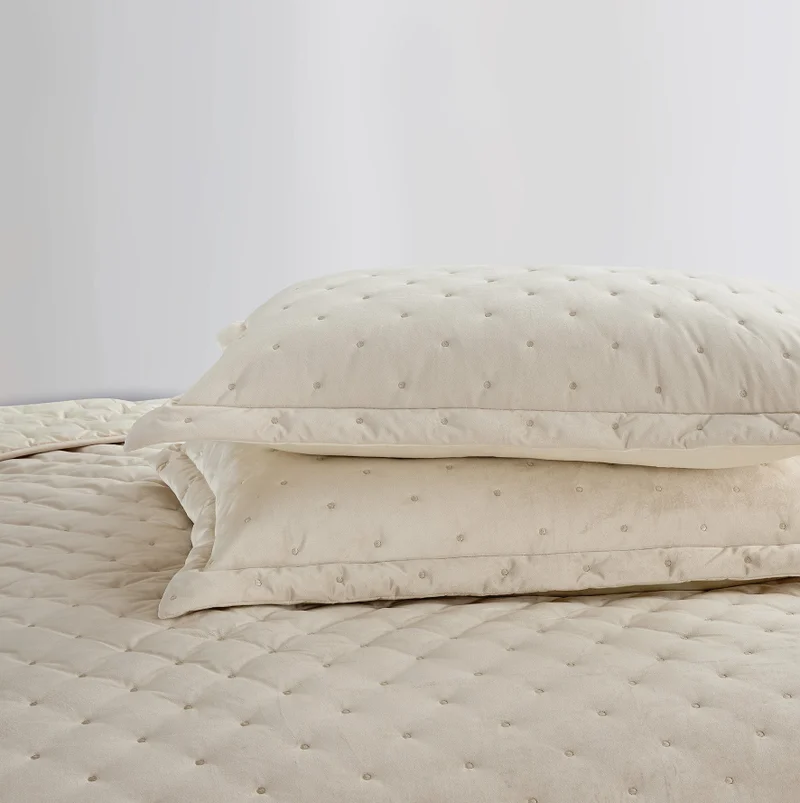 يسكن مفرش سرير Dwell-Polka - طقم 3 قطع - بيج