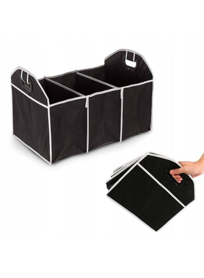 Generic Foldable Car Storage Bag Portable Insulation Cooler Bag Collapsible Vehicle Organizer Divider Storage Totes with 3 Compartment Cargo Tote  - Image 3