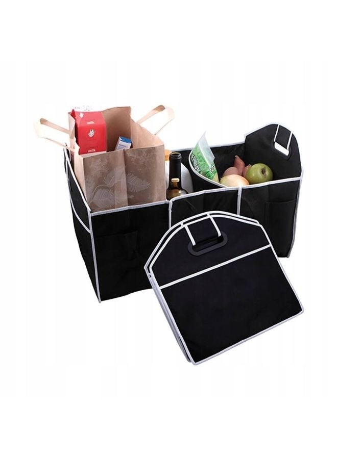 Generic Foldable Car Storage Bag Portable Insulation Cooler Bag Collapsible Vehicle Organizer Divider Storage Totes with 3 Compartment Cargo Tote  - Image 4