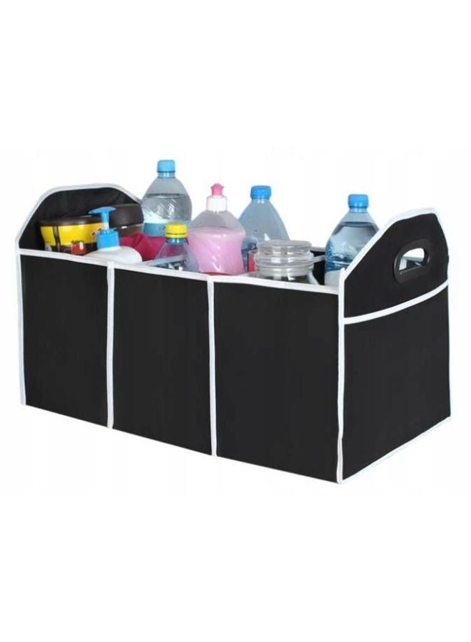 Generic Foldable Car Storage Bag Portable Insulation Cooler Bag Collapsible Vehicle Organizer Divider Storage Totes with 3 Compartment Cargo Tote  - Image 1