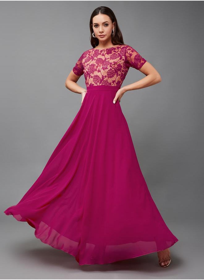 Styli Lace Bodice Chiffon Dress  - Image 1