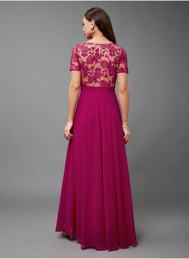 Styli Lace Bodice Chiffon Dress  - Image 3