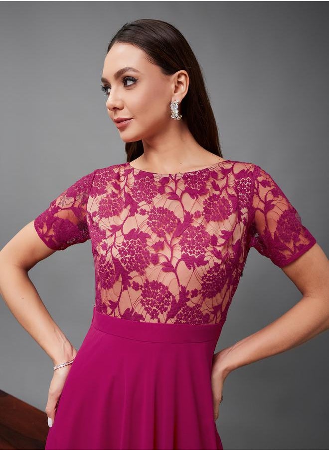 Styli Lace Bodice Chiffon Dress  - Image 4