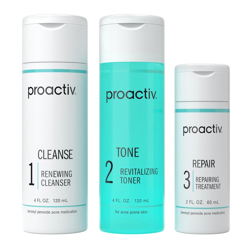 Proactiv 3 Step Acne Treatment - Benzoyl Peroxide Face Wash, Repairing Acne Spot Treatment for Face And Body, Exfoliating Toner - 60 Day Complete Acne Skin Care Kit - Image 1