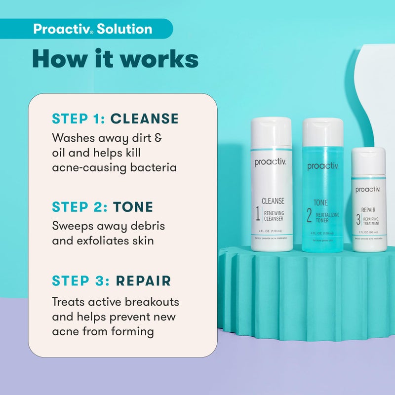 Proactiv 3 Step Acne Treatment - Benzoyl Peroxide Face Wash, Repairing Acne Spot Treatment for Face And Body, Exfoliating Toner - 60 Day Complete Acne Skin Care Kit - Image 3