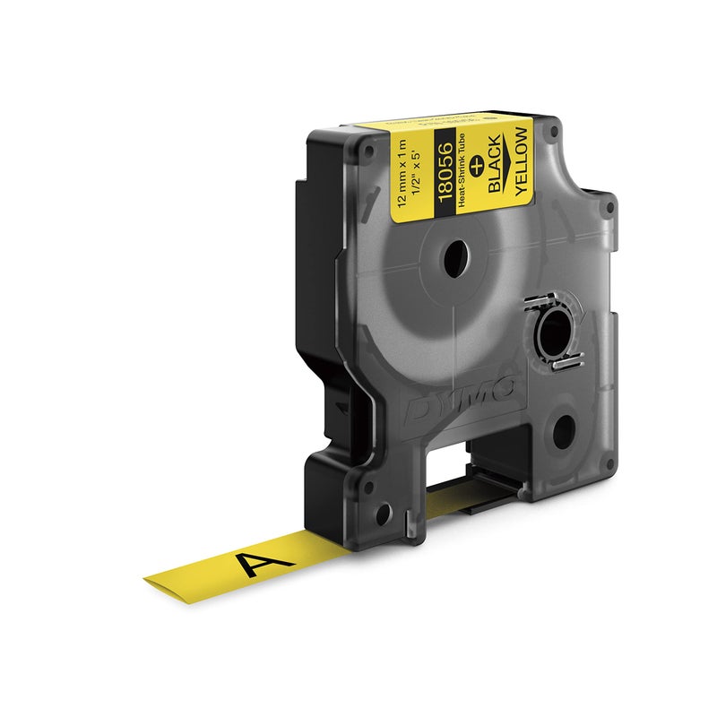 DYMO Rhino Industrial Heat-Shrink Labels, 1/2" Tube, Black Print on Yellow