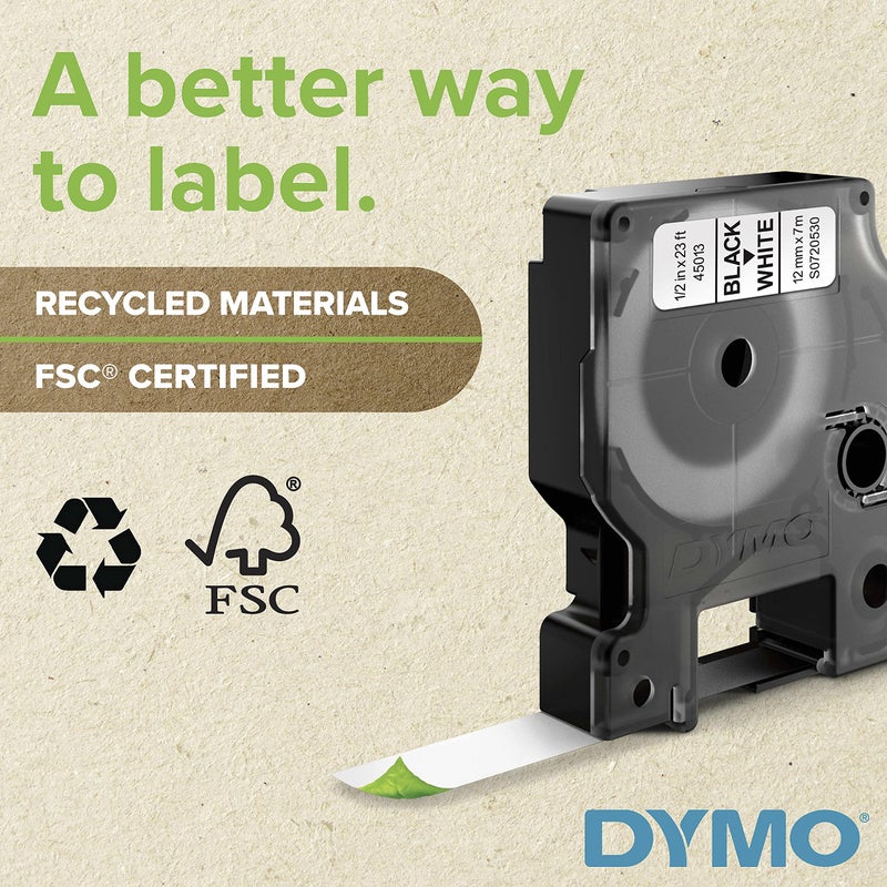 DYMO Rhino Industrial Heat-Shrink Labels, 1/2" Tube, Black Print on Yellow