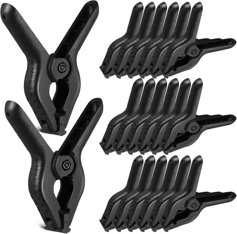 Alipis 24pcs Heavy Duty 4-inch Black Plastic A-frame Spring Clamps for Backdrop Stand, Pool Cover Clips, Photo Studio and Woodworking Accessories - Image 1
