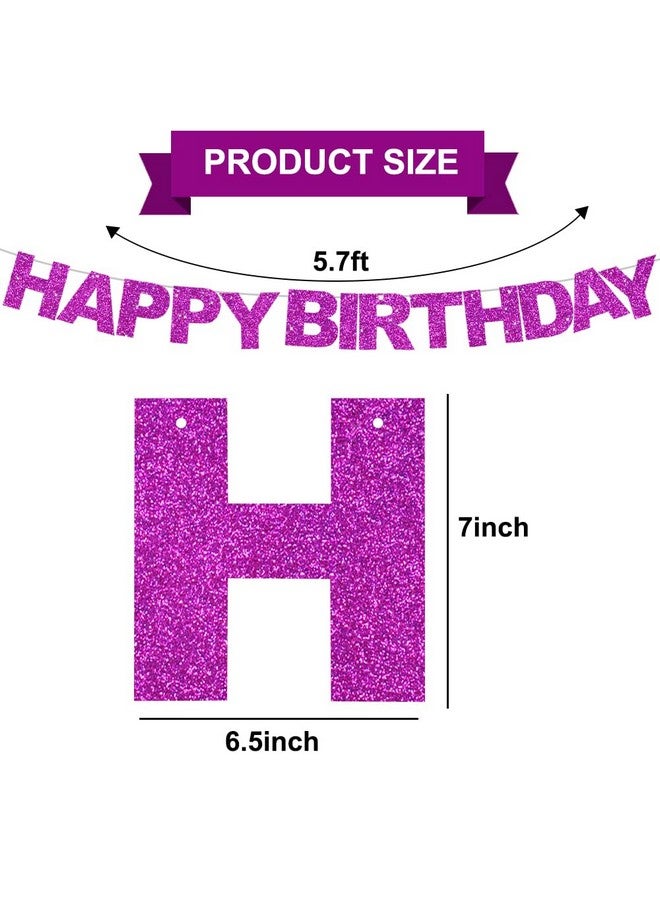 BEISHIDA Purple Birthday Banner - Pre-Strung, No DIY, Happy Birthday Sign - Banner for Women, Kids, Decor, Backdrop - Image 2