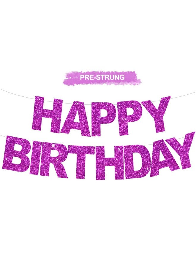 BEISHIDA Purple Birthday Banner - Pre-Strung, No DIY, Happy Birthday Sign - Banner for Women, Kids, Decor, Backdrop - Image 1